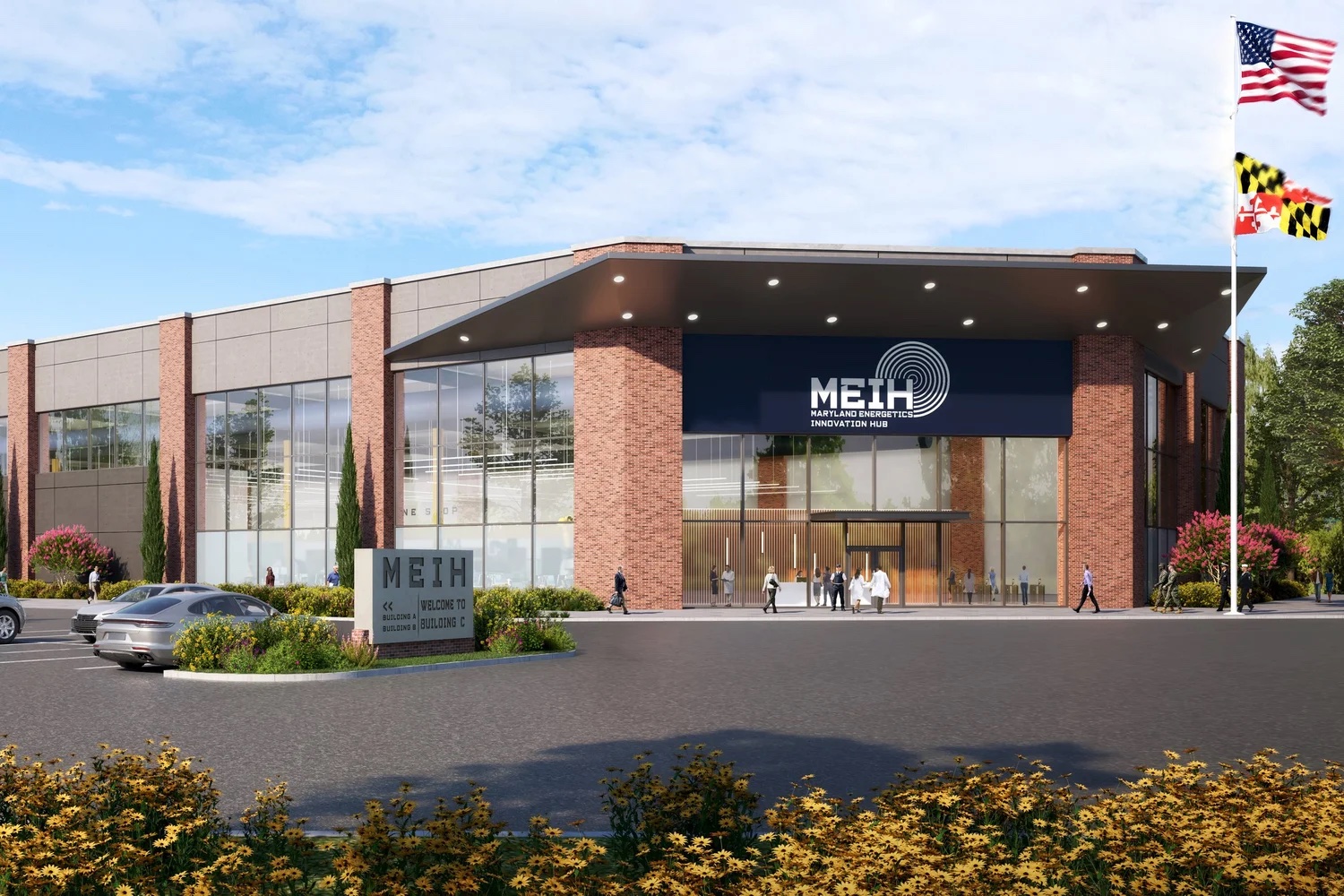 Rendering of the Maryland Energetics Innovation Hub campus outside the gates of NSWC Indian Head Division